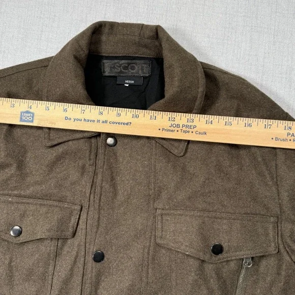 B. Scott Jacket Wool Blend Utility Style Brown Zip Front Streetwear Size M